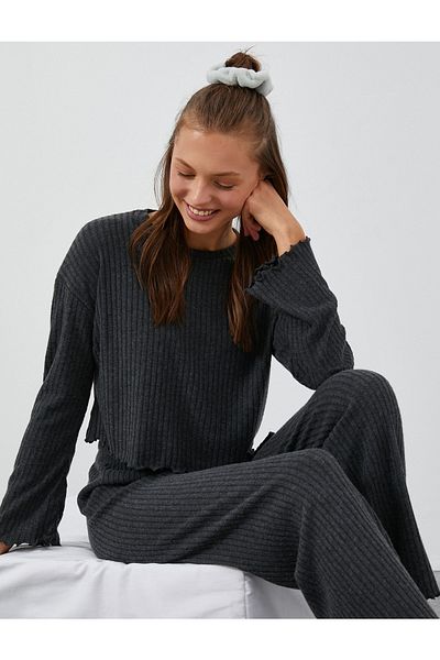 Koton Pyjamaoberteil - Grau - Unifarben