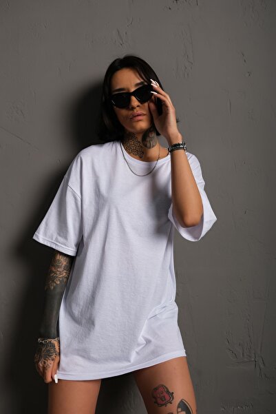 ALİKA تي شيرت رجالي أساسي ذو لون سادة كبير الحجم Düzrenk-tshirt