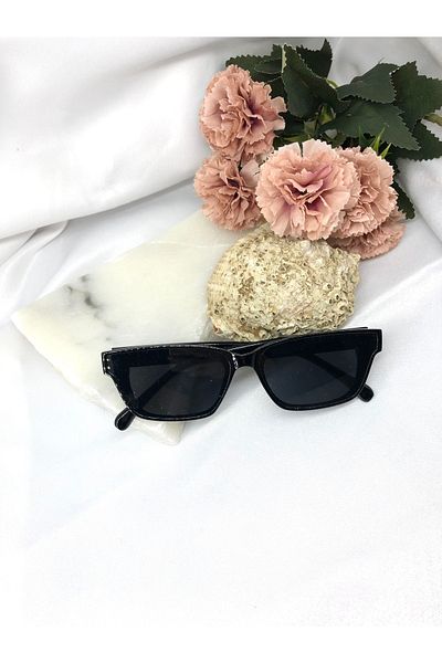 Di Caprio Elira Rectangular Retro Black Women's Sunglasses