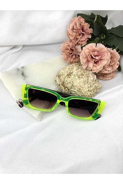 Di Caprio Andora Rectangle Vintage Design Green Women's Sunglasses