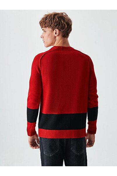 Ltb Striped Long Sleeve Red Sweater