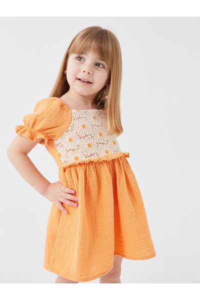 LC Waikiki Square Collar Lace Detailed Baby Girl Dress