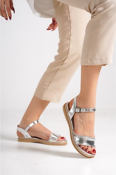 AYAKKABİSEPETİ Silver Silver Stoned Women's Summer Sandals