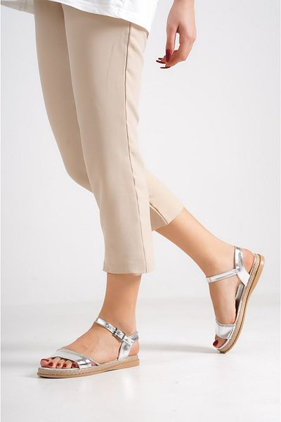 AYAKKABİSEPETİ Silver Silver Stoned Women's Summer Sandals