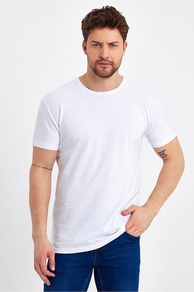 GENIUS STORE Ανδρικό λευκό T-shirt με λαιμόκοψη