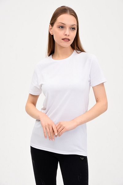 GENIUS STORE Tricou alb cu gât crew pentru damă