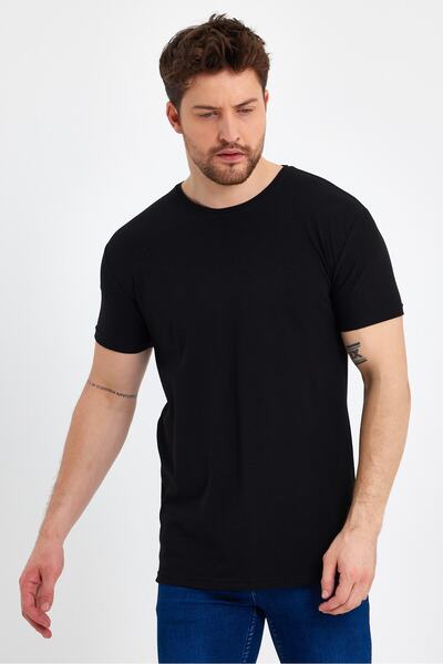 GENIUS STORE Men's Crew Neck Basic Black T-Shirt