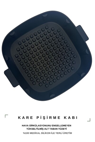 harım Airfryer Yükseltilmiş Hava Akışlı Taban Silikon Kare Pişirme Kalıbı