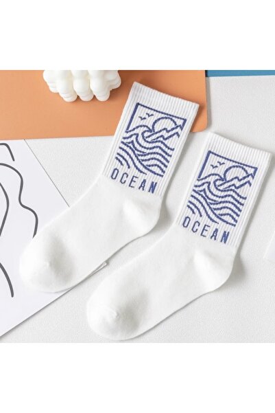 footmania Γυναικείες λευκές γραπτές κάλτσες κολλεγίου Σετ 5 ζευγαριών