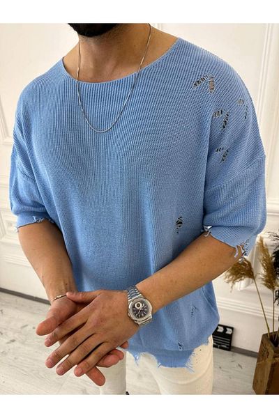 elkumoda Скъсана детайлна тениска Лазерно изрязана тениска