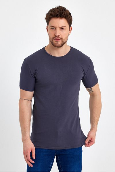 GENIUS STORE Men's Crew Neck Basic Smoked T-Shirt