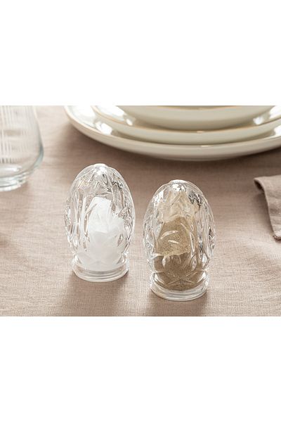 English Home Peggy Glass 2-Piece Salt Shakers - Pepper Shakers 5.5x8.5 Cm Transparent
