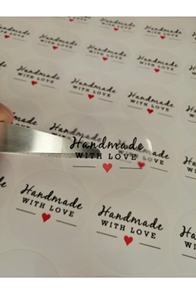t tuğset etiket Hand Made With Love Şeffaf Etiket 70 Adet Sticker