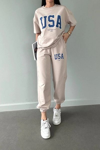 Machetta USA New York City Printed Oversize Summer Top and Bottom Tracksuit Set