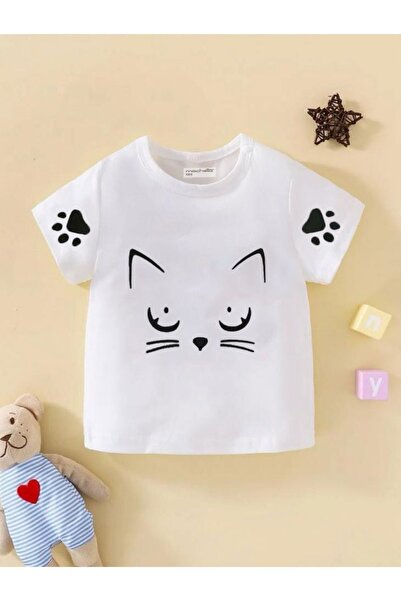 Machetta Παιδικό μπλουζάκι Unisex με στάμπα με στάμπες White Cat Meow