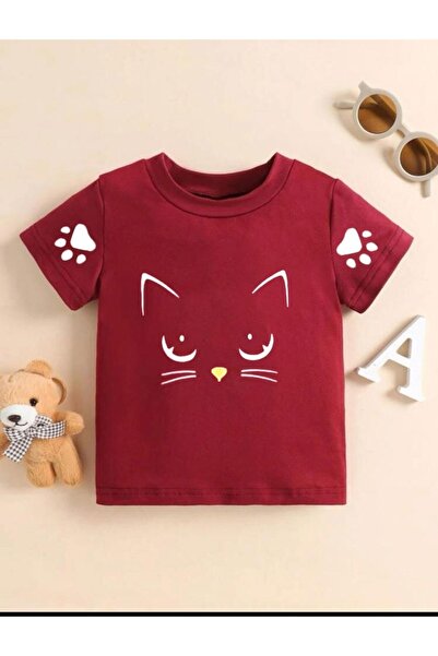 Machetta Kids Red mačka Meow Štampano Oversize kroj Unisex Children T-shirt