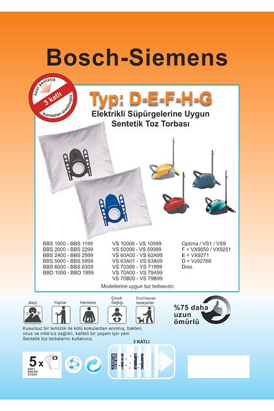 Bosch 20 Pieces Vacuum Cleaner Compatible Sms Dust Bag - Black Plastic