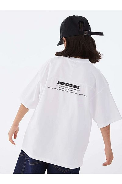 LePold Crew Neck Text Darknes Printed Girl/Boy T-Shirt