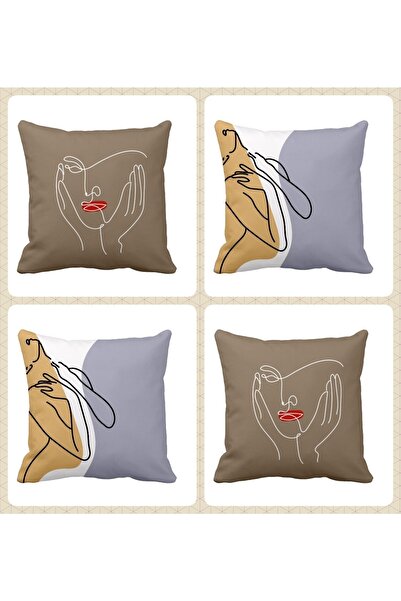 QueenHome Set de 4 modele de huse pentru perne decorative