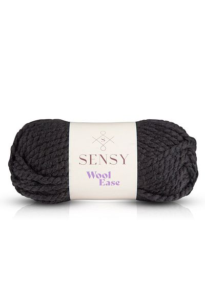 SENSY وشاح من الصوف الفاخر سهل الحياكة اليدوية، قبعة صغيرة، خيط المعطف، خيط سترة، أسود