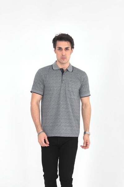 KMKkombin Μπλουζάκι Dad Polo με ριγέ γιακά με 3 κουμπιά