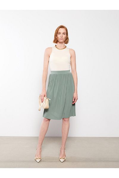 LC Waikiki Plain Women's Pleated Skirt with Elastic Waist