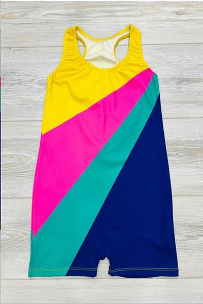 PODIUM GYM New Trend Rainbow / Striped Quick Drying Athlete / Swimmer Girl's Swimsuit