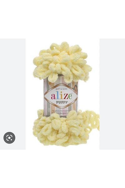 platin hediyelik Alize (5 Pieces) Puffy 13 Light Yellow Hand Knitted Threads Slippers Blanket Thread Scarf Cardigan Mop Yarn
