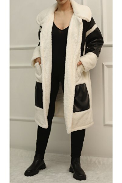 ossons Suni Deri Içi Peluş Oversize Kaban
