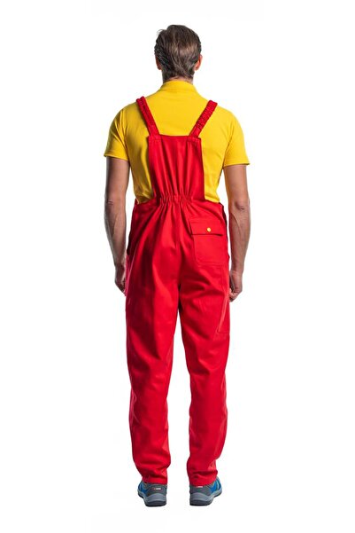 Şensel Fan Gardener Jumpsuit, Red-Yellow -8E302- Salopet