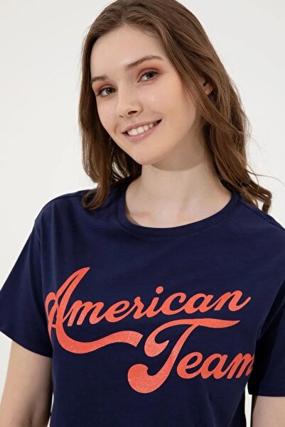 U.S. Polo Assn. Kadın Lacivert Bisiklet Yaka T-shirt