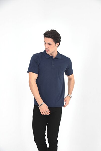 KMKkombin Apa nagyméretű egyszínű póló póló nyakkal, zsebekkel