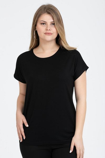 Nelly Plus Size Pool Collar Black Blouse