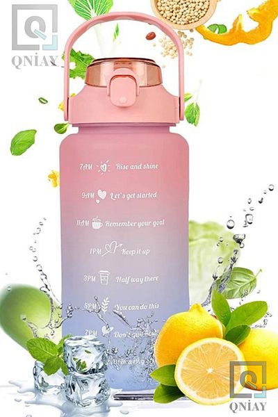 QNİAY Motivational Water Bottle Water Bottle Water Bottle 2000 ml Tritan Sports Gym Water Bottle Bpa Free Water Bottle
