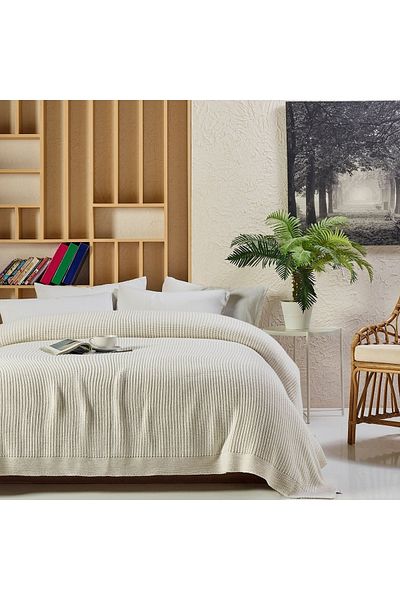 Betires Home Cap2101 Knitted Blanket Stone Single Beige