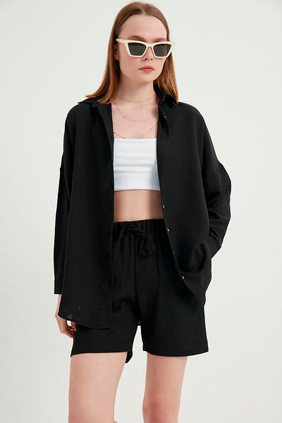 MEECY Set pantaloni scurți dubli tricotati pentru femei
