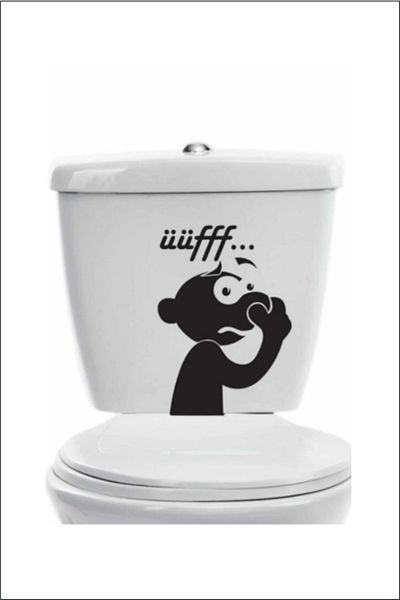 efekt reklam Funny Uff Odor Decorativ Toaletă Baie Autocolant Auto-adeziv Negru