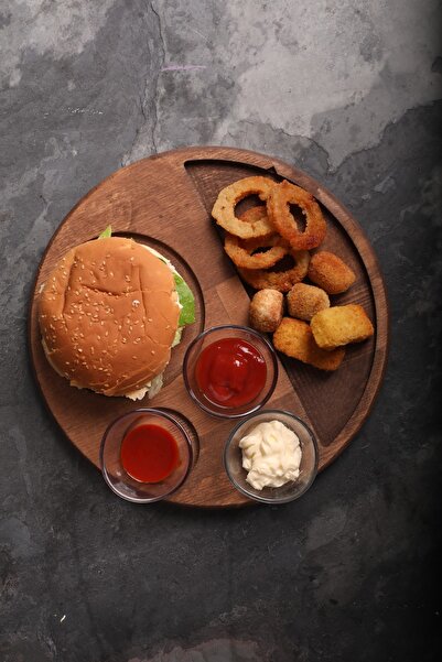 SAMMWOOD Wooden Hamburger Presentation Plate