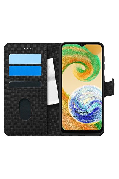 Microsonic Samsung Galaxy A04s Kılıf Fabric Book Wallet Siyah