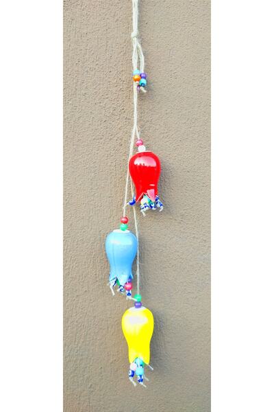 Antioch Art And Design Nazar Boncuklu Renkli Üçlü Lale Duvar Bahçe Balkon Süsü Ev Dekor Hediyelik Eşya