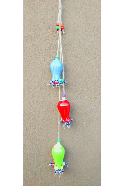 Antioch Art And Design Nazar Boncuklu Renkli Üçlü Lale Duvar Bahçe Balkon Süsü Ev Dekor Hediyelik Eşya