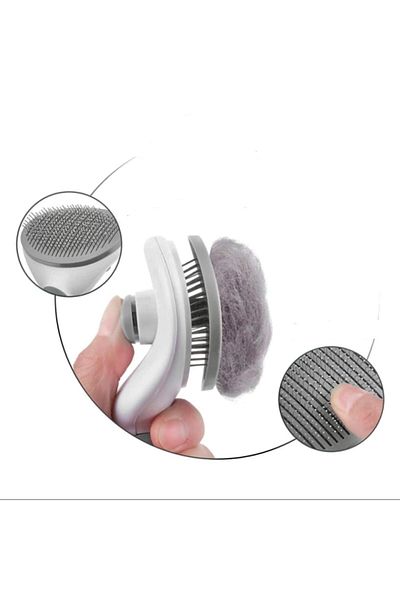 Hyd Automatic Cleaning Pets Comb Brush with Keys Cat Dog Hair Collector Comb Gray