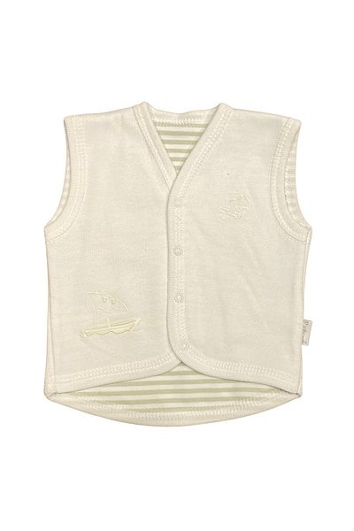 PATSAN Organic Cotton Combed Double Sided Baby Vest Striped Suede Sail Fish