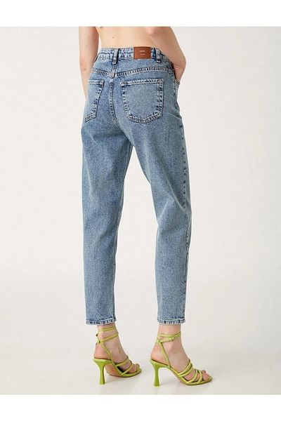 DRC trend Blugi Mom Jeans de damă, albastru, spălat cu zăpadă, cu talie înaltă