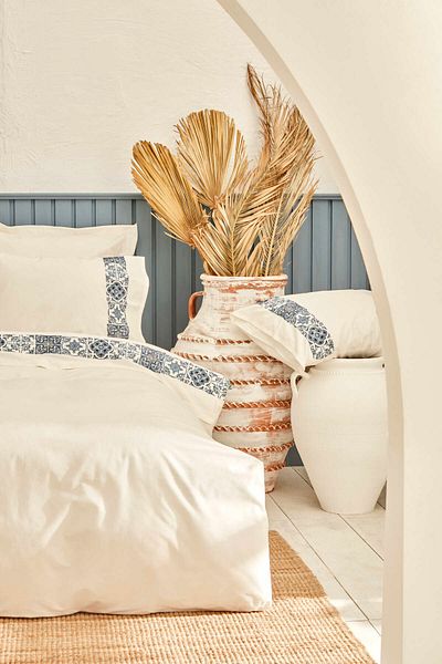 Karaca Home Mosaic 100% Cotton Double Embroidered Duvet Cover Set White