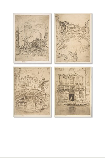 HOME DEKORİSTA Vintage 4'lü Poster, Galeri Duvarı, Sanatsal Baskı