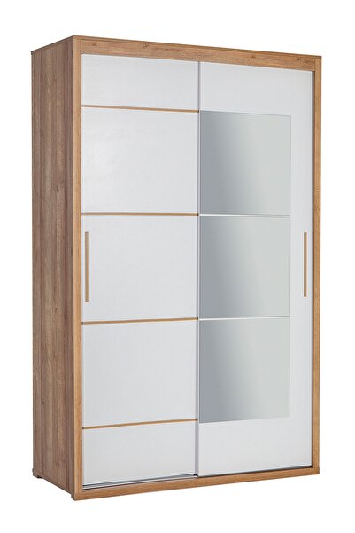 Modalife Tuana 140 Cm Sürgülü Gardırop - Ceviz&beyaz