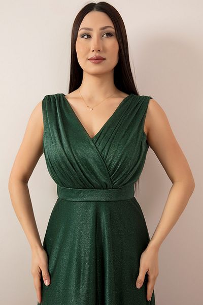 PULLIMM Zero Sleeve Glitter Tulle Dress 13419