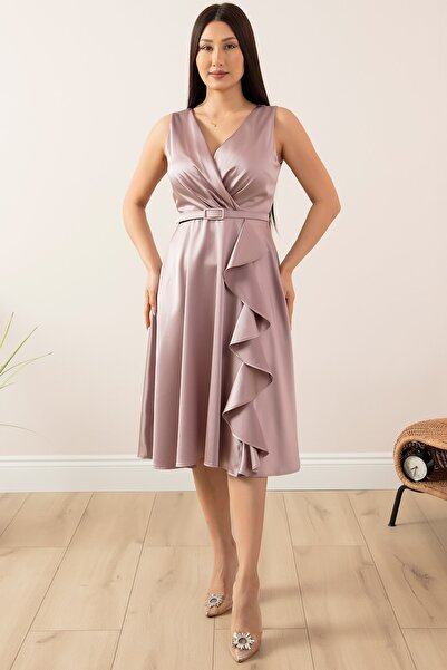 PULLIMM Rochie de seara din satin cu volane la doua piept 1150