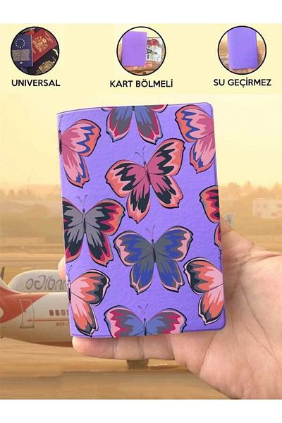 Cekuonline Butterfly Purple Vinlex Passport Cover Case Compatible with All Country Passports